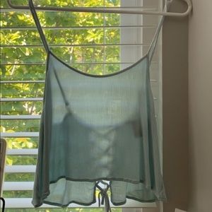 Light blue H&M crop top with laced open back